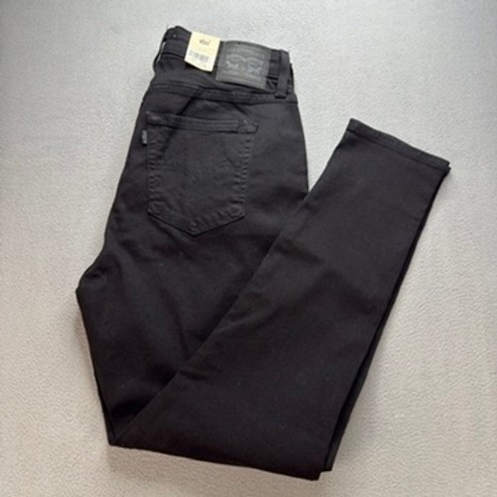 Levis 721 High Rise Skinny Jeans Slim Size 34 Black Stretch Denim Classic NWT‎